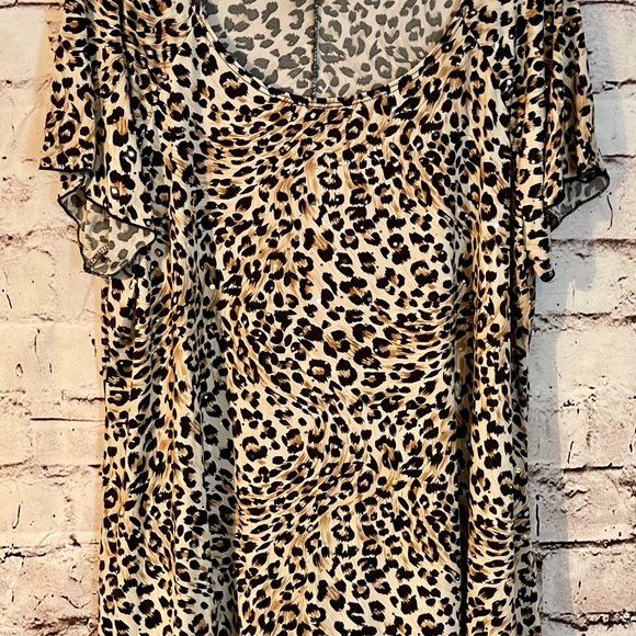 Brittany Black Black and Brown A symmetrical Animal Print Top (C-9) - Picture 2 of 6